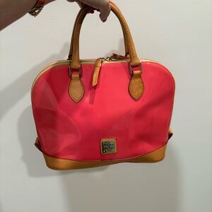 Dooney & Bourke pink and Tan Satchel in patent leather